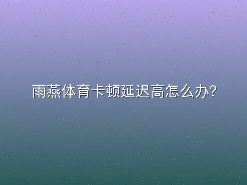 雨燕体育卡顿延迟高怎么办？